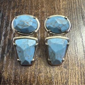 Vintage Monet Faux Turquoise Drop Navajo Earrings Western